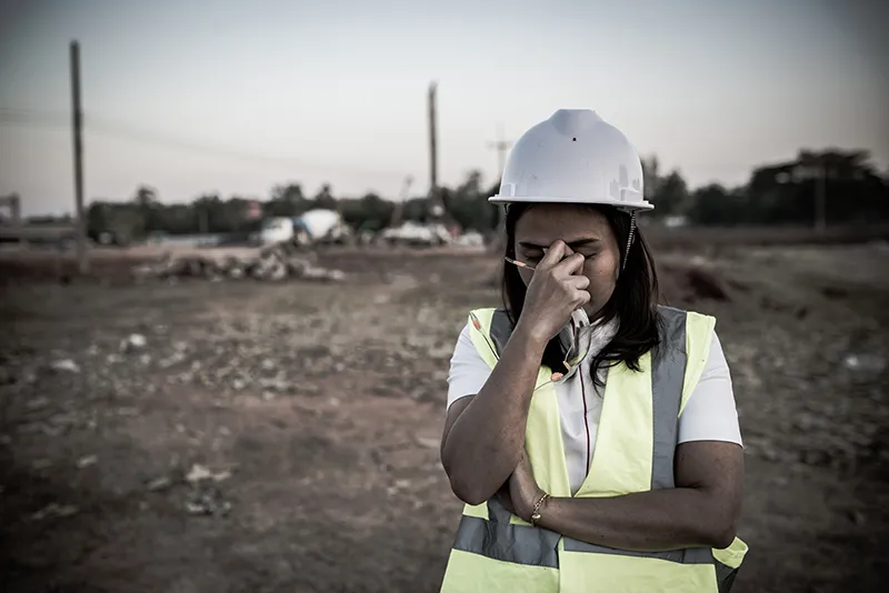 Stressed female engineer