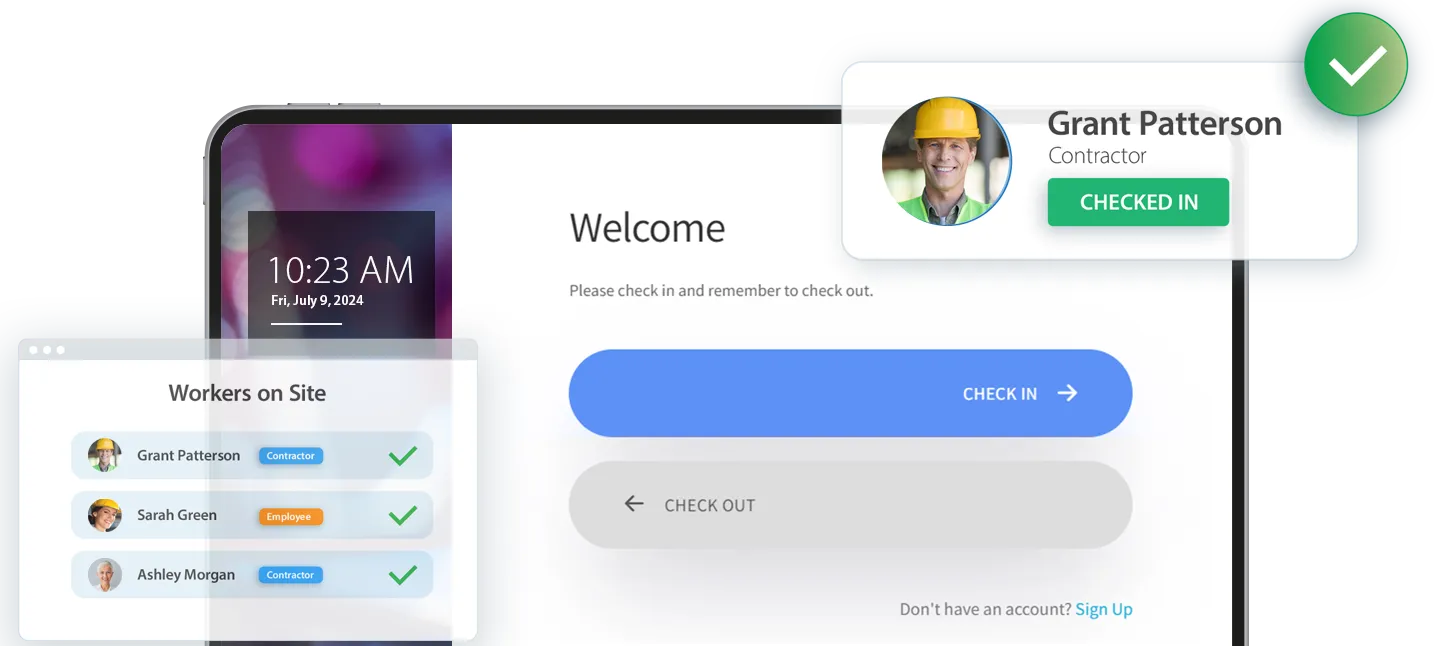 Screenshot of Altora’s site check-in system.