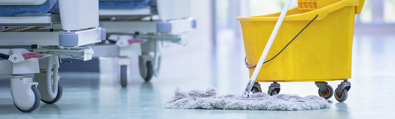 a group of a happy workers in red uniforms