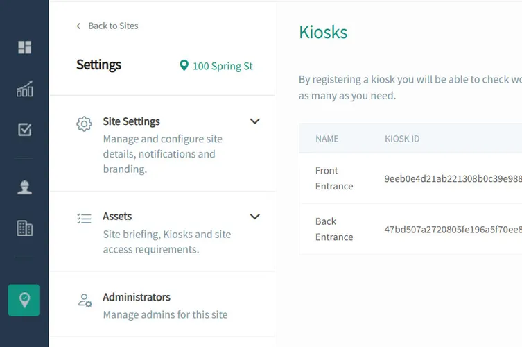 A screenshot of Altora's Check-in System