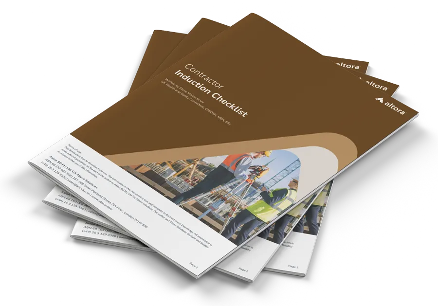 Front cover of Altora's Contractor Induction Checklist document
