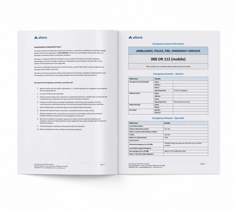 Photograph of a printed copy of the policy template