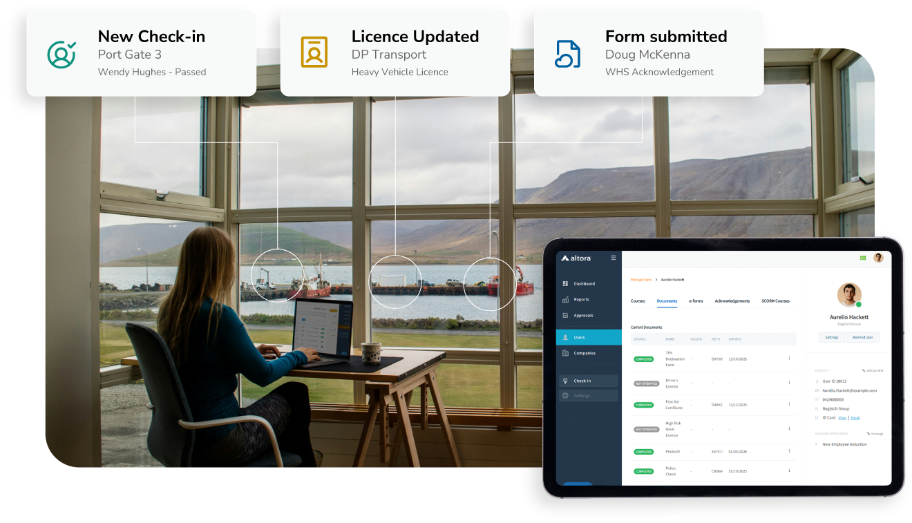 Screenshot of Altora's Online Inudction System dashboard