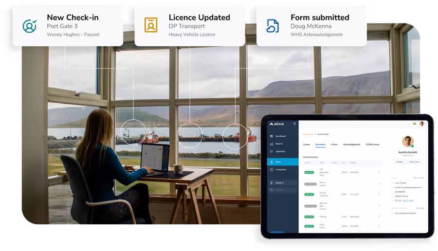 Screenshot of Altora's Online Inudction System dashboard