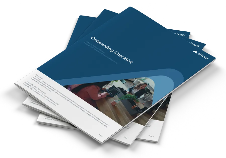 Front cover of Altora’s Employee Induction Checklist document