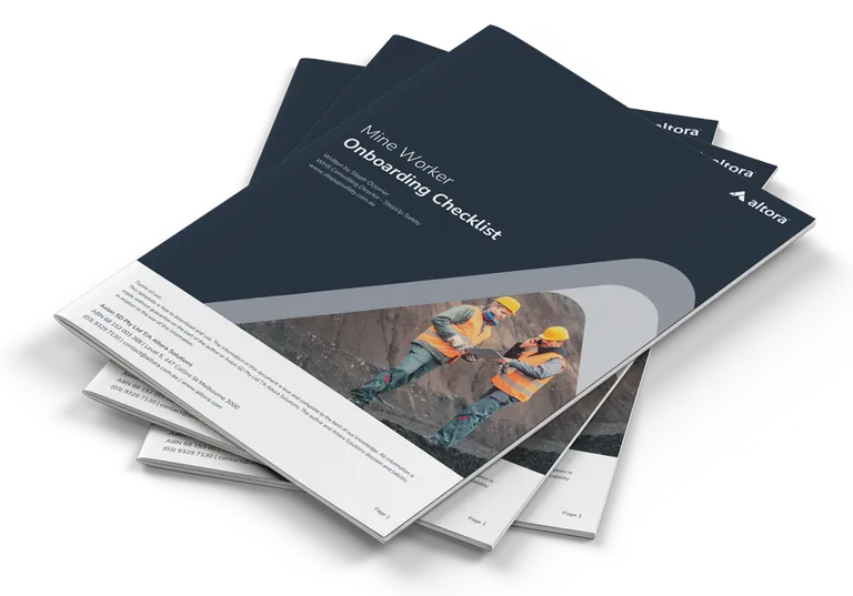 Photograph of a printed copy of the mining induction checklist