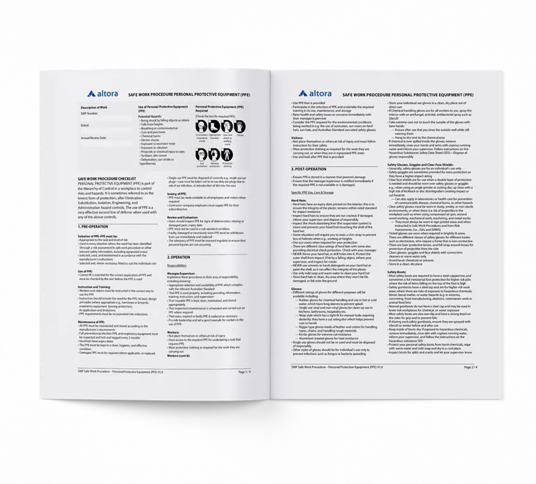 Photograph of a printed copy of the policy template